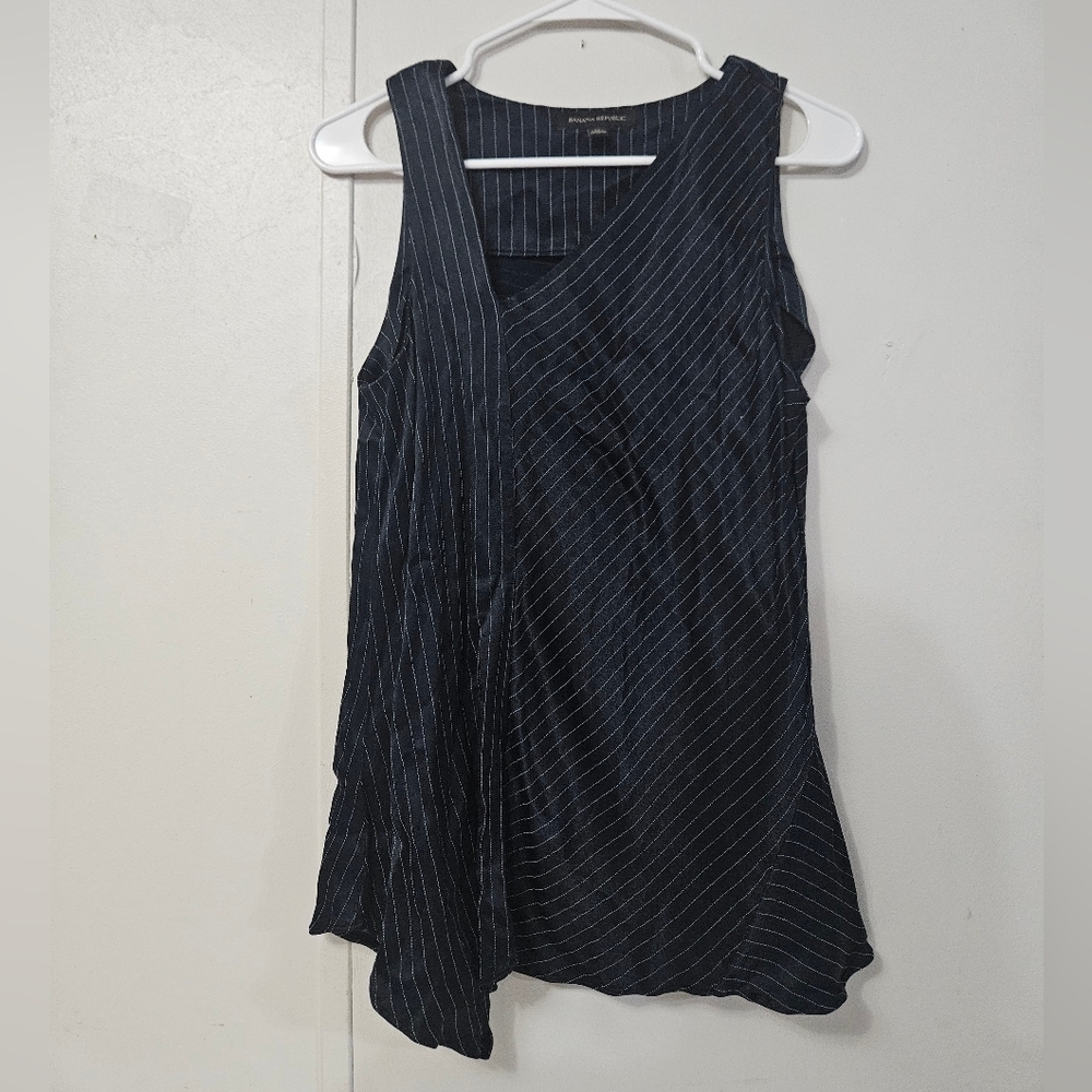 Banana Republic Asymmetrical Navy Amd White Striped Tank Top!